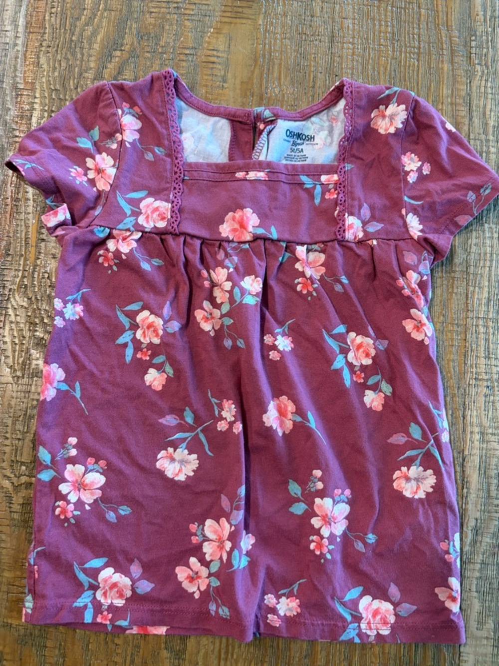 OshKosh B'gosh Purple Floral Short-Sleeve Top